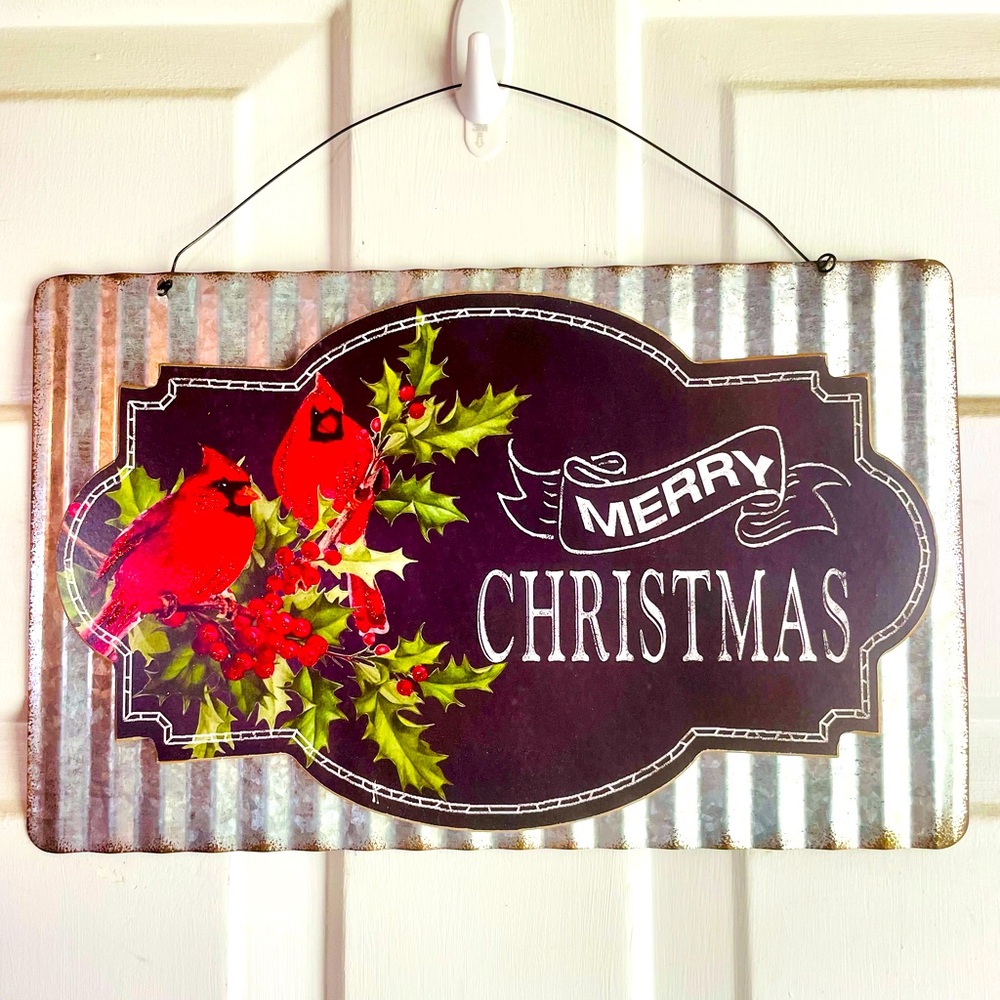 *Christmas Cardinal Corrugated Metal Sign